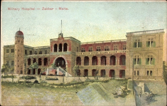 Artist Lithograph Zabbar Malta, Military Hospital