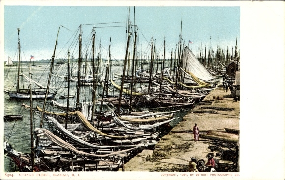 Postcard Nassau Bahamas, Sponge Fleet