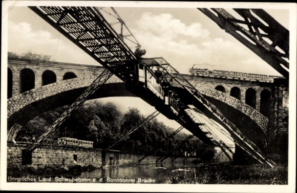 Wuppertal in North Rhine-Westphalia, suspension railway at the Sonnborner Bridge