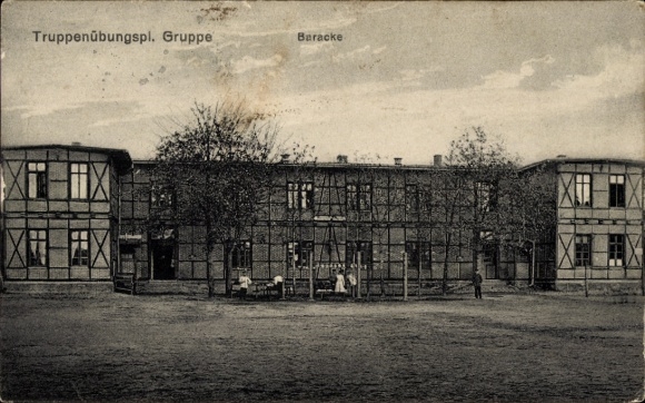 Postcard Poligon Grupa Gruppe Westpreußen, Truppenübungsplatz, Baracke