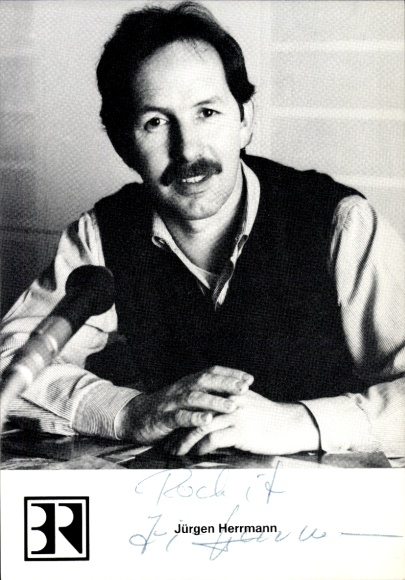 Photo of presenter Jürgen Herrmann, portrait, autograph