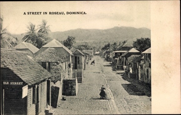 Postcard Roseau Dominica, A Street