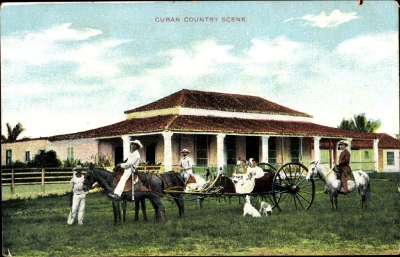 Postcard Cuba Cuba, horse-drawn carriage, country scene