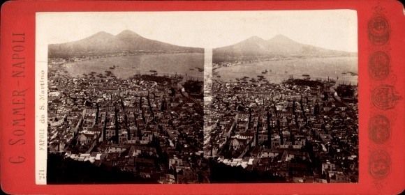 Stereo photo Napoli Naples Campania, general view, S. Martino