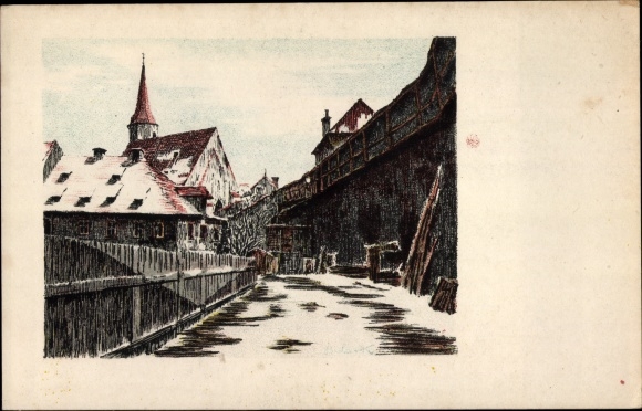 Artist Postcard Lark, B., Eger Region Karlsbad, part in the Franziskanerhof