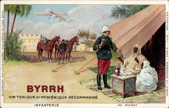 Artist Postcard Reklame, Byrrh Vin Tonique, Morocco, French soldier