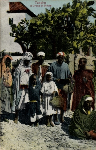 Postcard Tangier Morocco, A Group of Moors, A group of residents