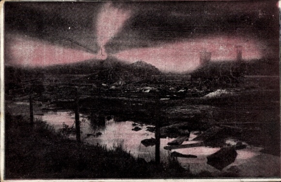 Artist Postcard Hamburg Bergedorf Neuengamme, natural gas fire