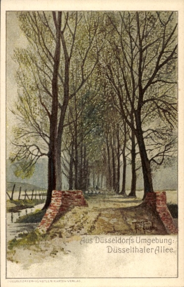 Artist Postcard Fuchs, F., Düsseltal Düsseldorf North Rhine-Westphalia, View into the Düsselthaler Allee