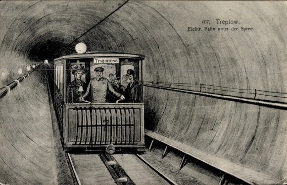 Berlin Treptow, Electric railway under the Spree