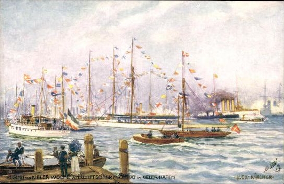 6 artists' PCs in an envelope: Kiel Week by Alex Kircher, Oilette series