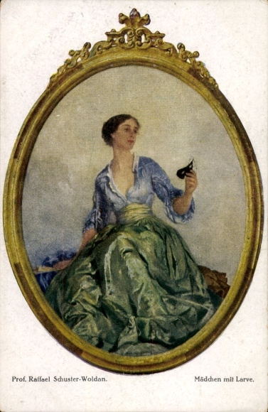 Artist Postcard Schuster-Woldan, Raphael, Girl with a Larva
