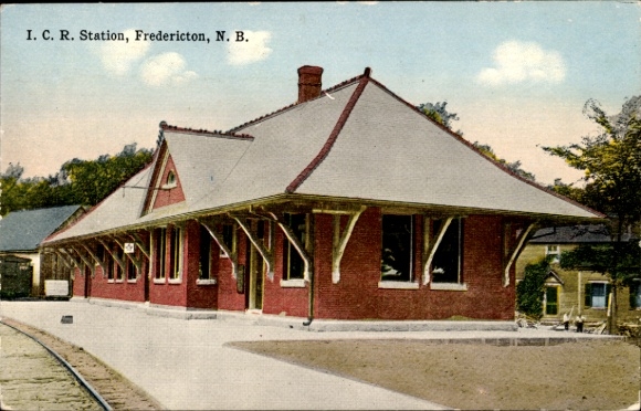 Postcard Marysville Fredericton New Brunswick Canada, ICR station