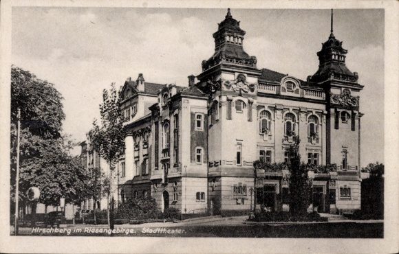 Postcard Jelenia Góra Hirschberg Riesengebirge Silesia, City Theatre