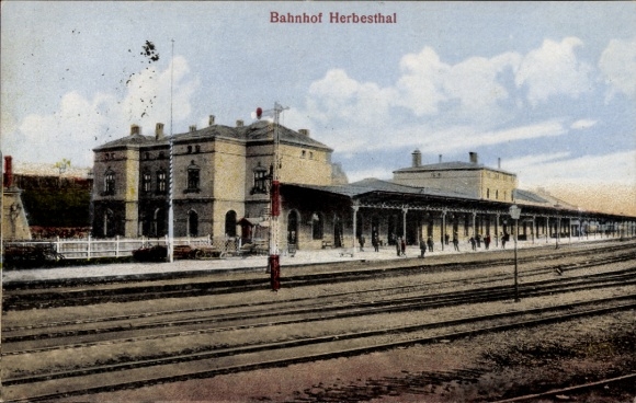 Postcard Herbesthal Lontzen Wallonien Liège, station, track view