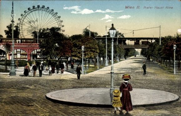 Vienna 2 Leopoldstadt, Austria, Vienna II, Prater Hauptallee, Ferris wheel, pedestrians, children