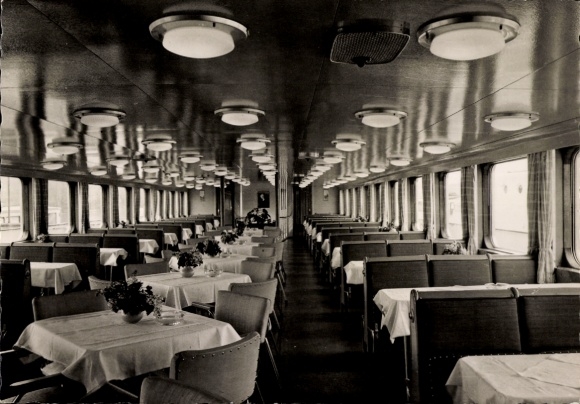 Postcard Berlin Mitte, luxury passenger ship of the White Fleet, social lounge