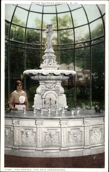 Postcard White Sulphur Springs West Virginia, The Spring, The New Greenbrier