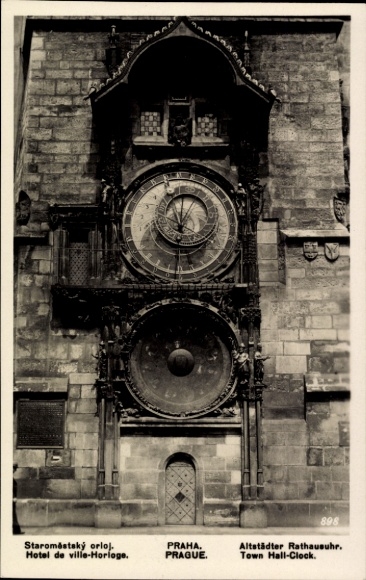 Postcard Praha Prague Czech Republic, Old Town Hall Clock
