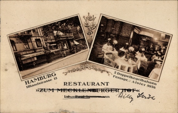 Postcard Hamburg Hohenfelde, Restaurant Zum Mecklenburger Hof, Ifflandstrasse 12