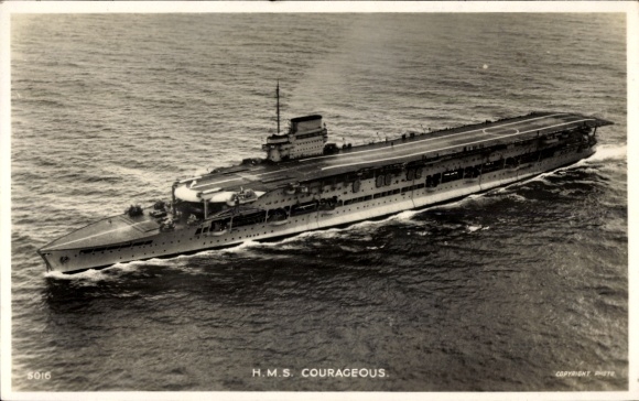 British warship, HMS Courageous, aircraft carrier