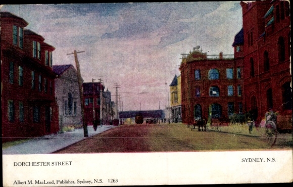 Postcard Sydney Cape Breton Nova Scotia Canada, Dorchester Street