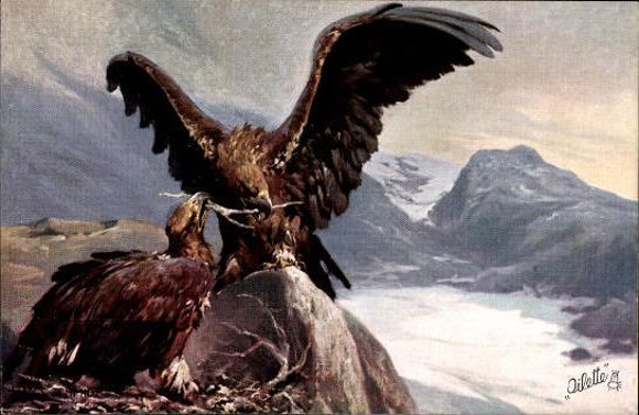 6 artists' PCs in an envelope, Adler by Hans Schmidt