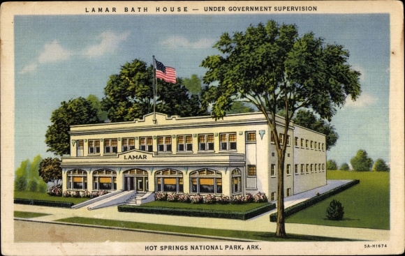 Postcard Arkansas USA, Hot Springs National Park, Lamar Bath House