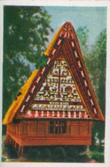 Sammelbild Die bunte Welt Album 1 Bild 268, Bauten der Südsee Insulaner,Klubhaus der Palau Insulaner