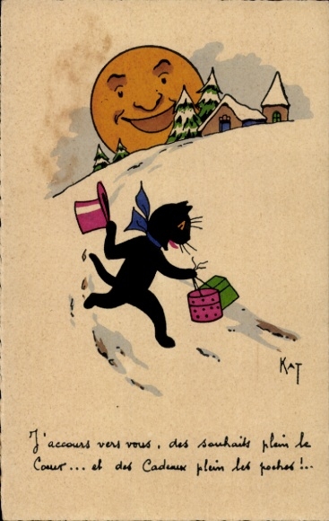 Artist Postcard Kat, Black Cat, Gifts