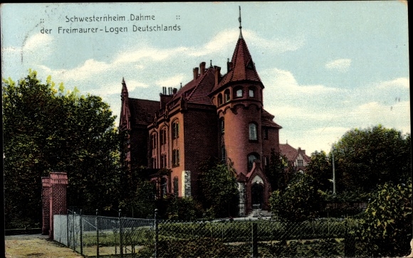 Postcard Dahme in the Mark, nurses' home of the Masonic lodges