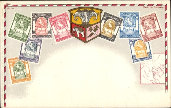 Postage Stamps Postcard Siam, Thailand