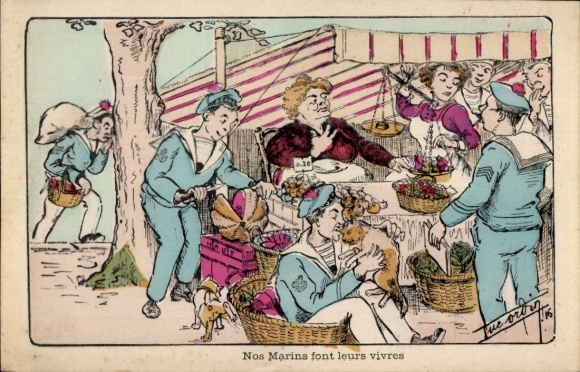 Artist Postcard Nos Marins font leurs vivres, humor