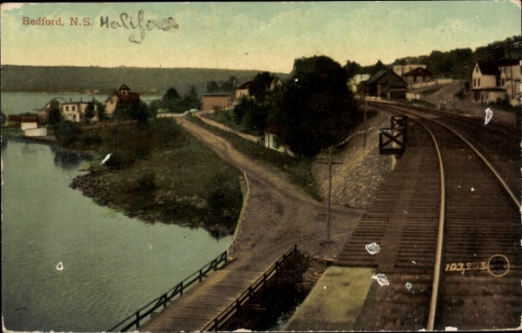 Postcard Bedford Halifax Nova Scotia Canada, view from the tracks
