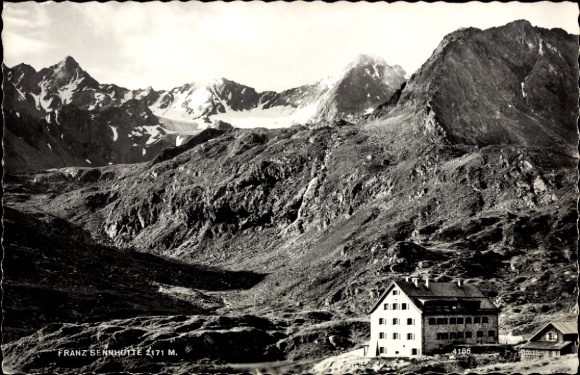 Postcard Neustift in the Stubai Valley in Tyrol, Franz Senn Hut